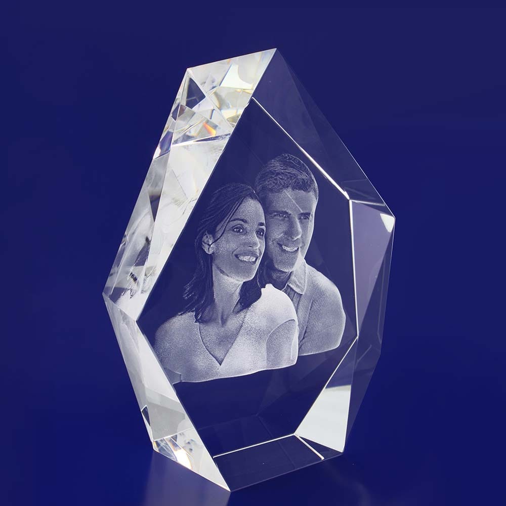 3-dimensional designs laser-engraved deep INSIDE beautiful optical crystal